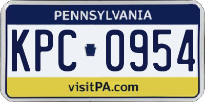 PA license plate KPC0954