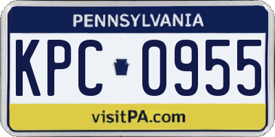 PA license plate KPC0955