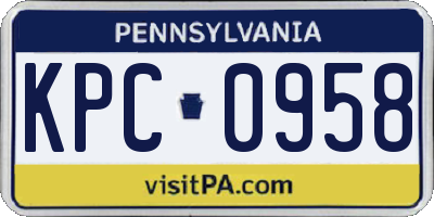 PA license plate KPC0958