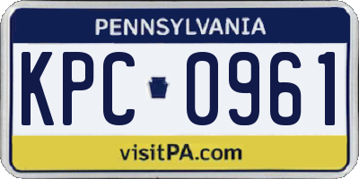 PA license plate KPC0961