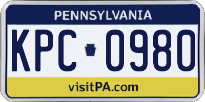 PA license plate KPC0980