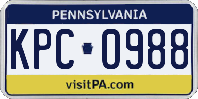 PA license plate KPC0988