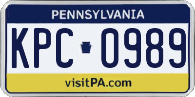 PA license plate KPC0989