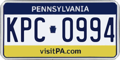 PA license plate KPC0994