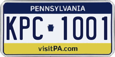 PA license plate KPC1001