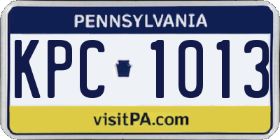 PA license plate KPC1013