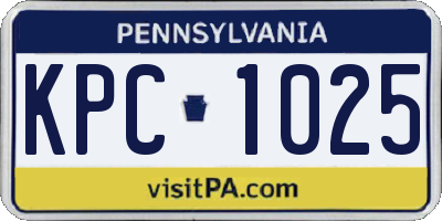 PA license plate KPC1025