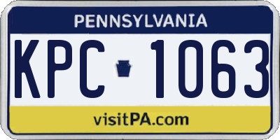 PA license plate KPC1063