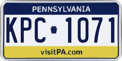 PA license plate KPC1071