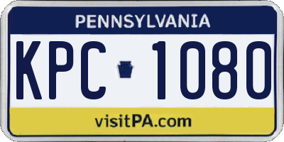 PA license plate KPC1080