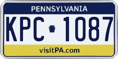 PA license plate KPC1087