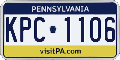 PA license plate KPC1106