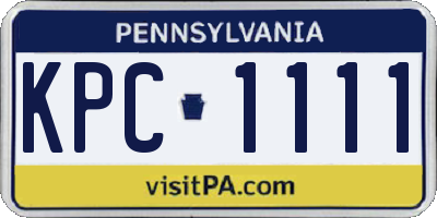 PA license plate KPC1111
