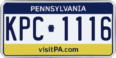PA license plate KPC1116