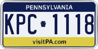 PA license plate KPC1118