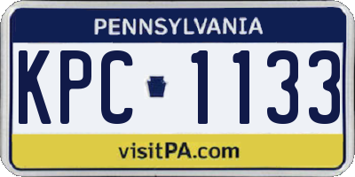 PA license plate KPC1133