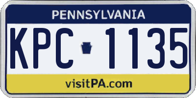 PA license plate KPC1135