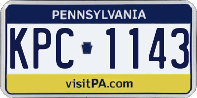 PA license plate KPC1143