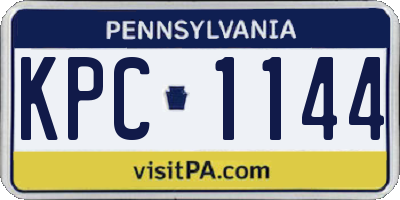 PA license plate KPC1144