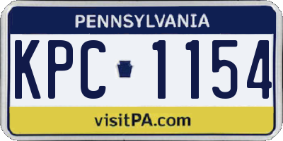 PA license plate KPC1154