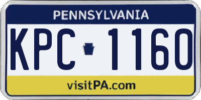 PA license plate KPC1160
