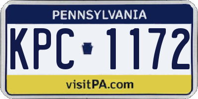 PA license plate KPC1172