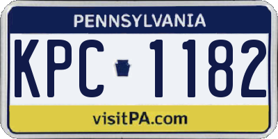 PA license plate KPC1182