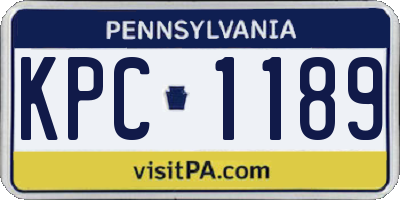 PA license plate KPC1189