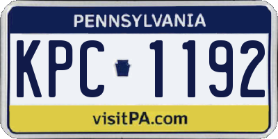 PA license plate KPC1192