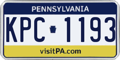 PA license plate KPC1193
