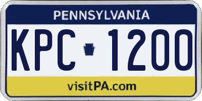 PA license plate KPC1200