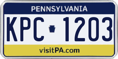 PA license plate KPC1203