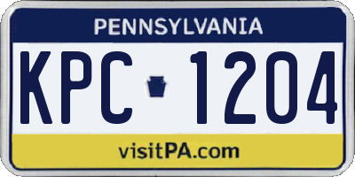 PA license plate KPC1204