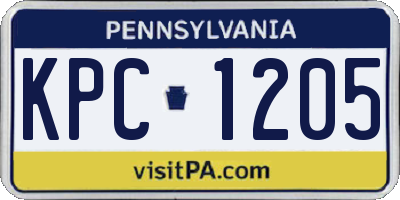 PA license plate KPC1205