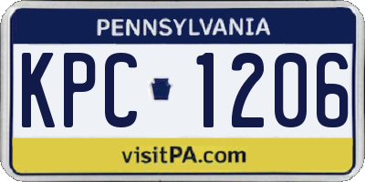 PA license plate KPC1206