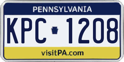 PA license plate KPC1208