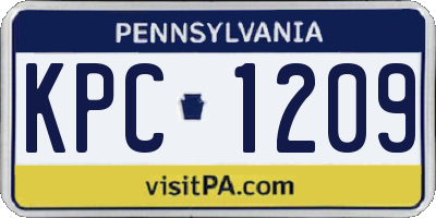 PA license plate KPC1209