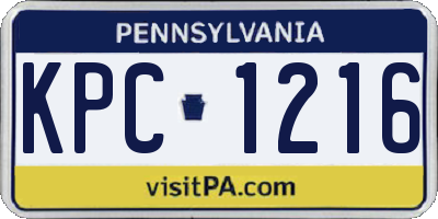 PA license plate KPC1216
