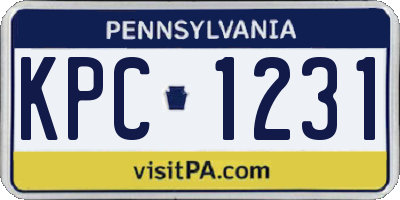 PA license plate KPC1231