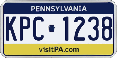 PA license plate KPC1238