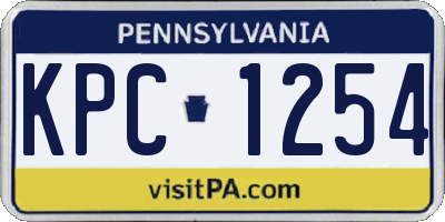 PA license plate KPC1254