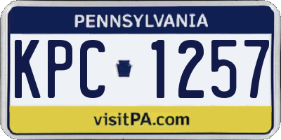 PA license plate KPC1257