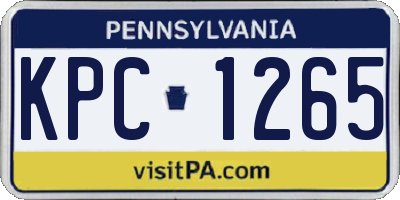 PA license plate KPC1265