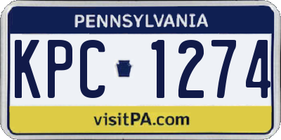 PA license plate KPC1274