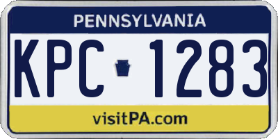 PA license plate KPC1283