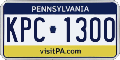 PA license plate KPC1300