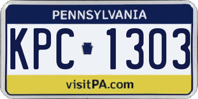 PA license plate KPC1303