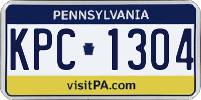PA license plate KPC1304