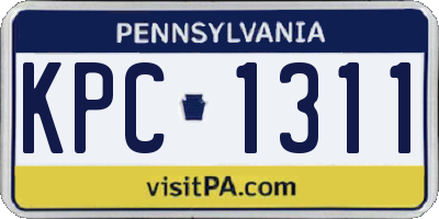 PA license plate KPC1311