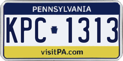 PA license plate KPC1313